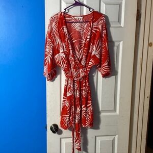 Red and white palm dress M